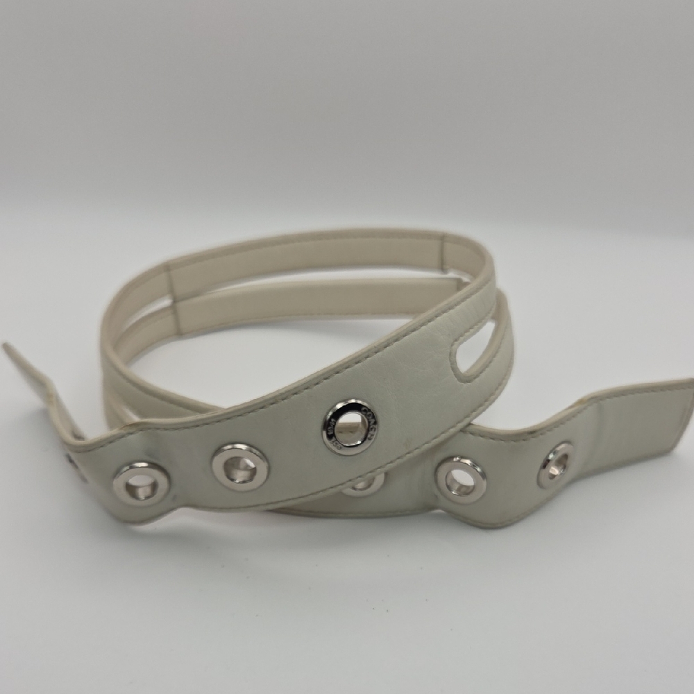 Coach Cream Replacement Strap with Silver Details